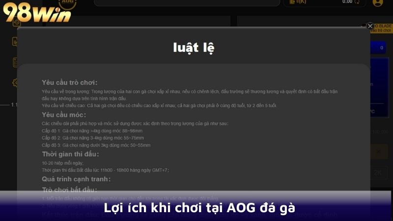 Lợi ích khi chơi tại AOG đá gà
