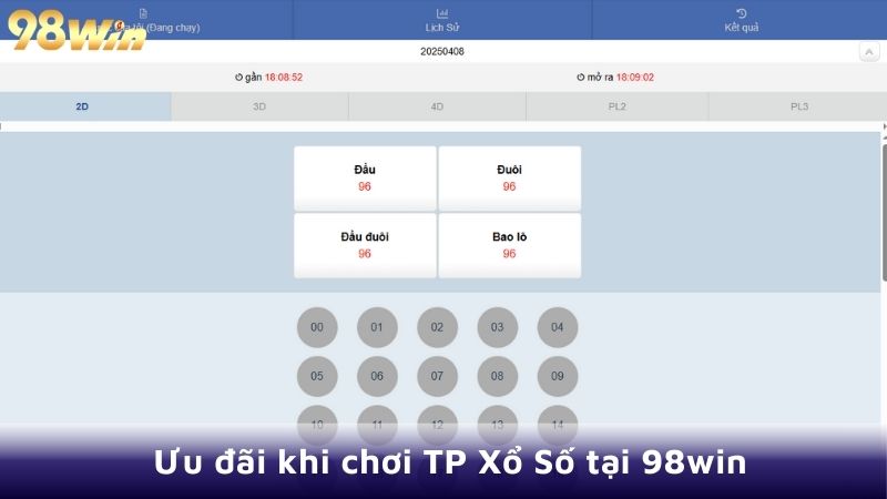 Ưu đãi khi chơi xổ số tại 98win